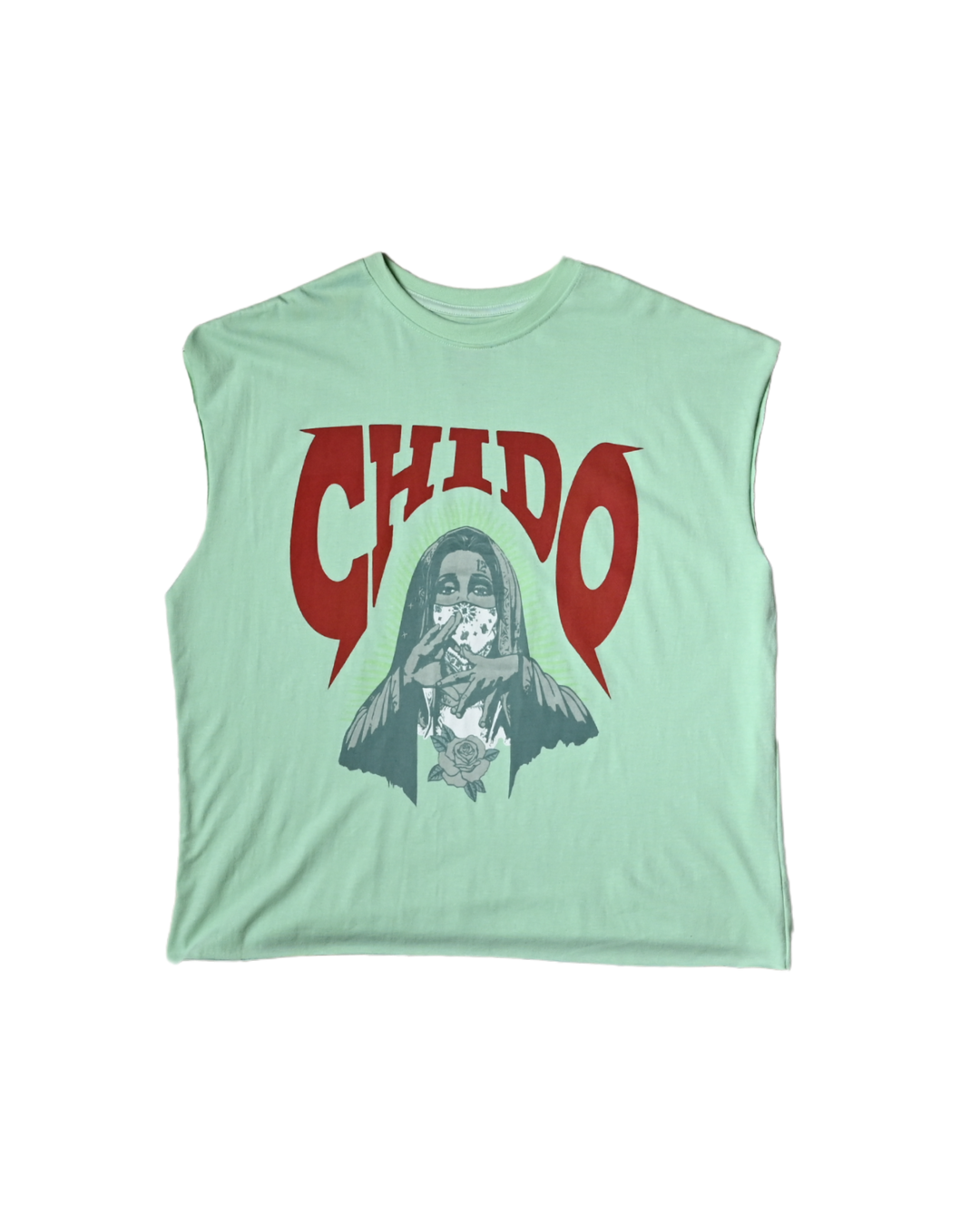 Aquamarine green boxy-fit tank top. Amá Chola