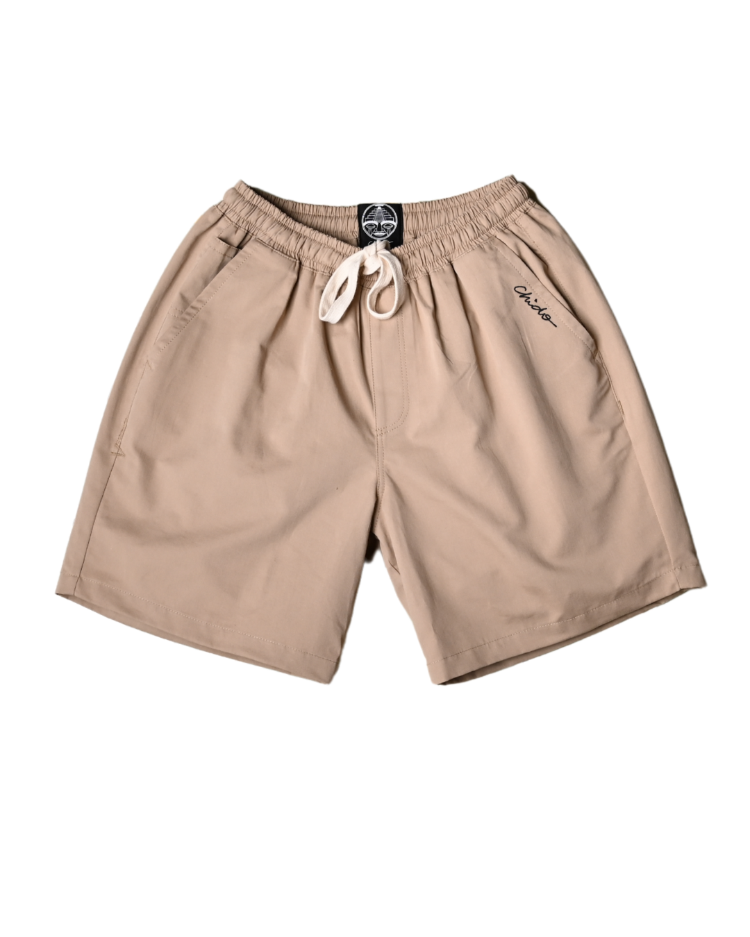 Beige unisex shorts. Signature