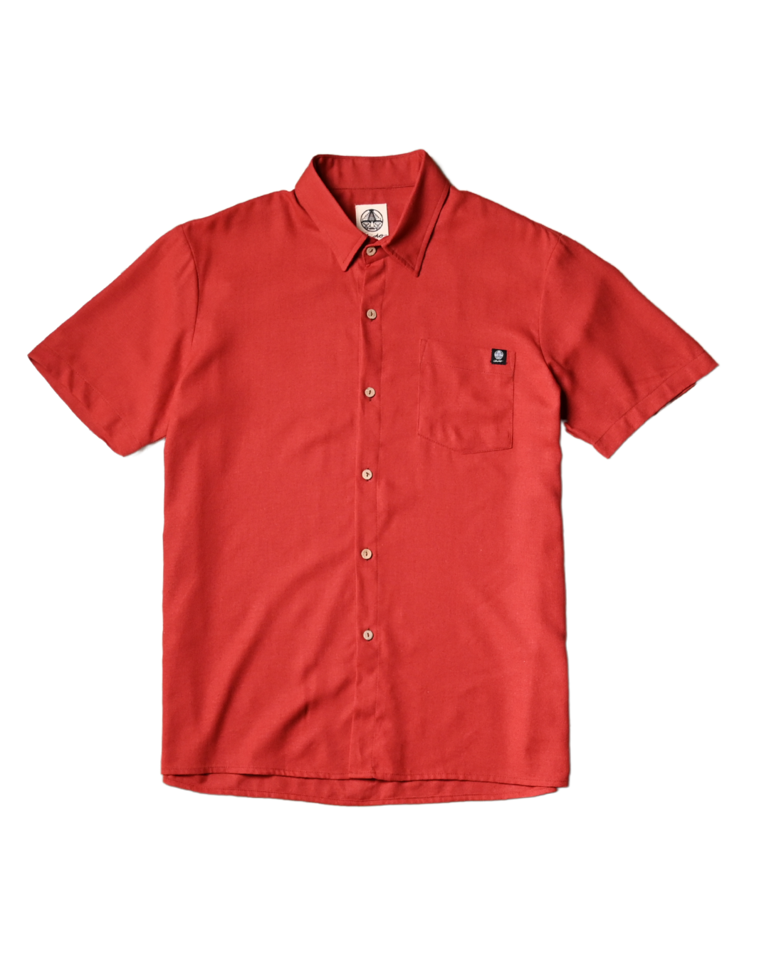 Red linen shirt. Signature