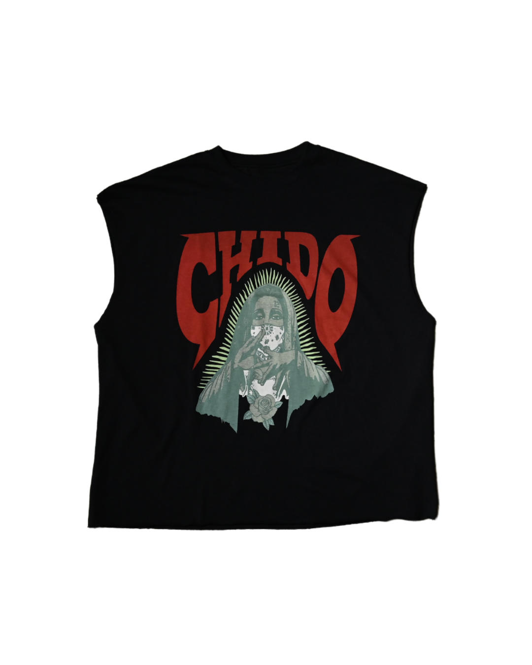 Black boxy fit tank top. Amá Chola