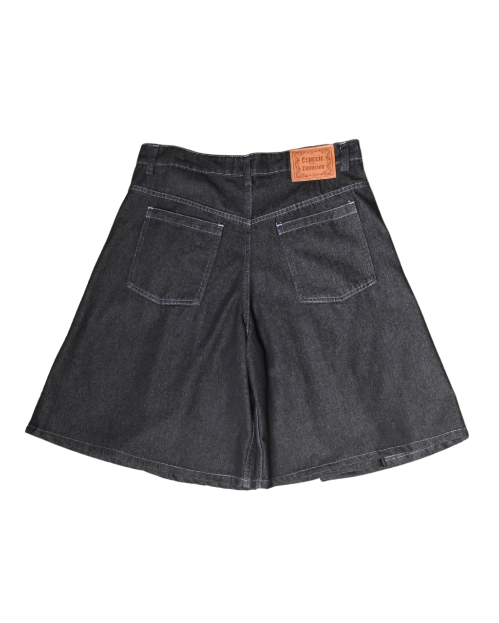 Bermuda negra de mezclilla oversize unisex vista trasera