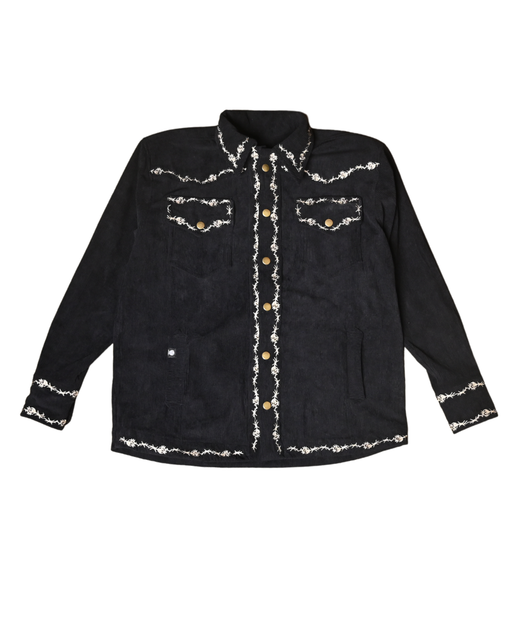 Camisa Pana Bordada Signature negra de pana con bordados western CHIDO
