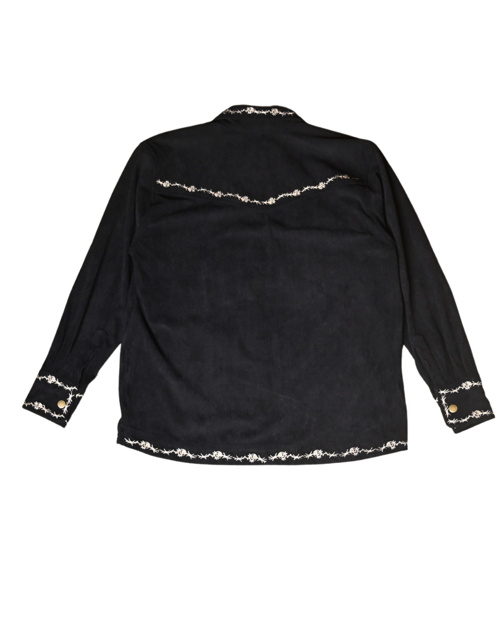 Parte trasera de la Camisa Pana Bordada Signature negra con bordados​
