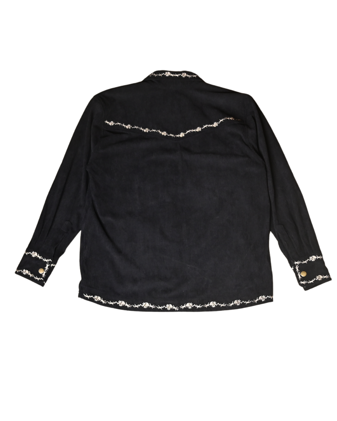 Parte trasera de la Camisa Pana Bordada Signature negra con bordados​