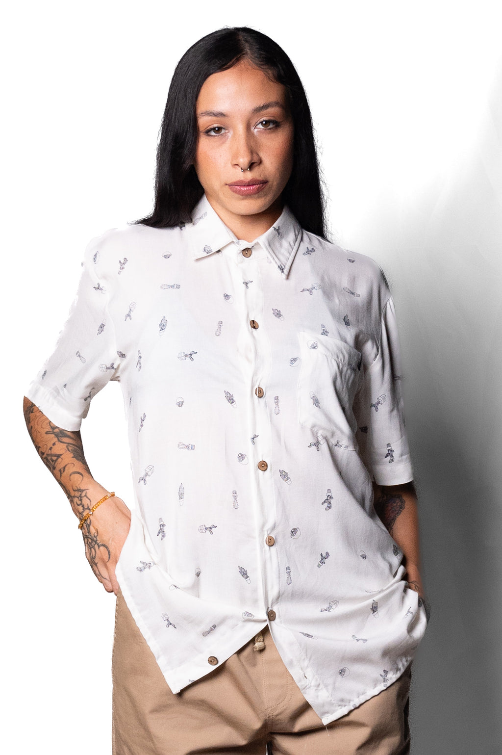 Chemise unisexe en rayonne Cactus. Signature