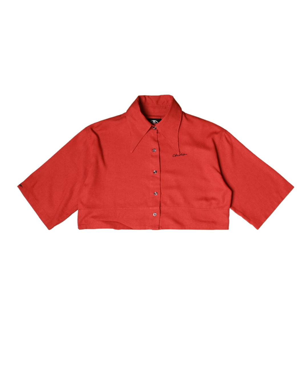 Red linen crop top. Signature