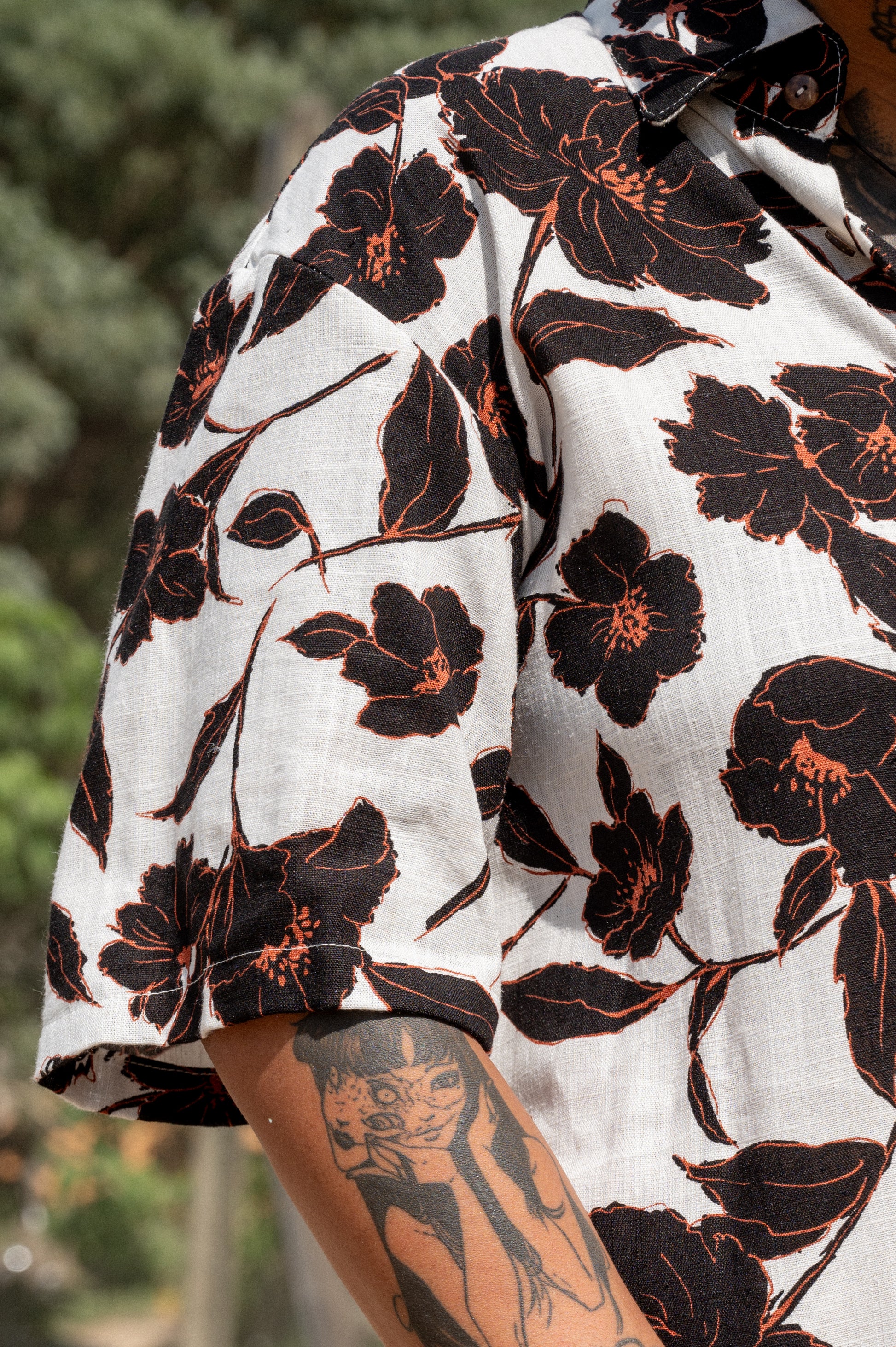 Black unisex spring shirt. Signature