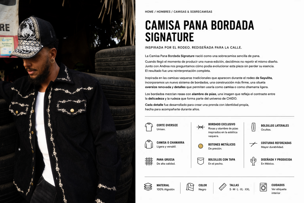Chamarra Pana Rodeo. Signature