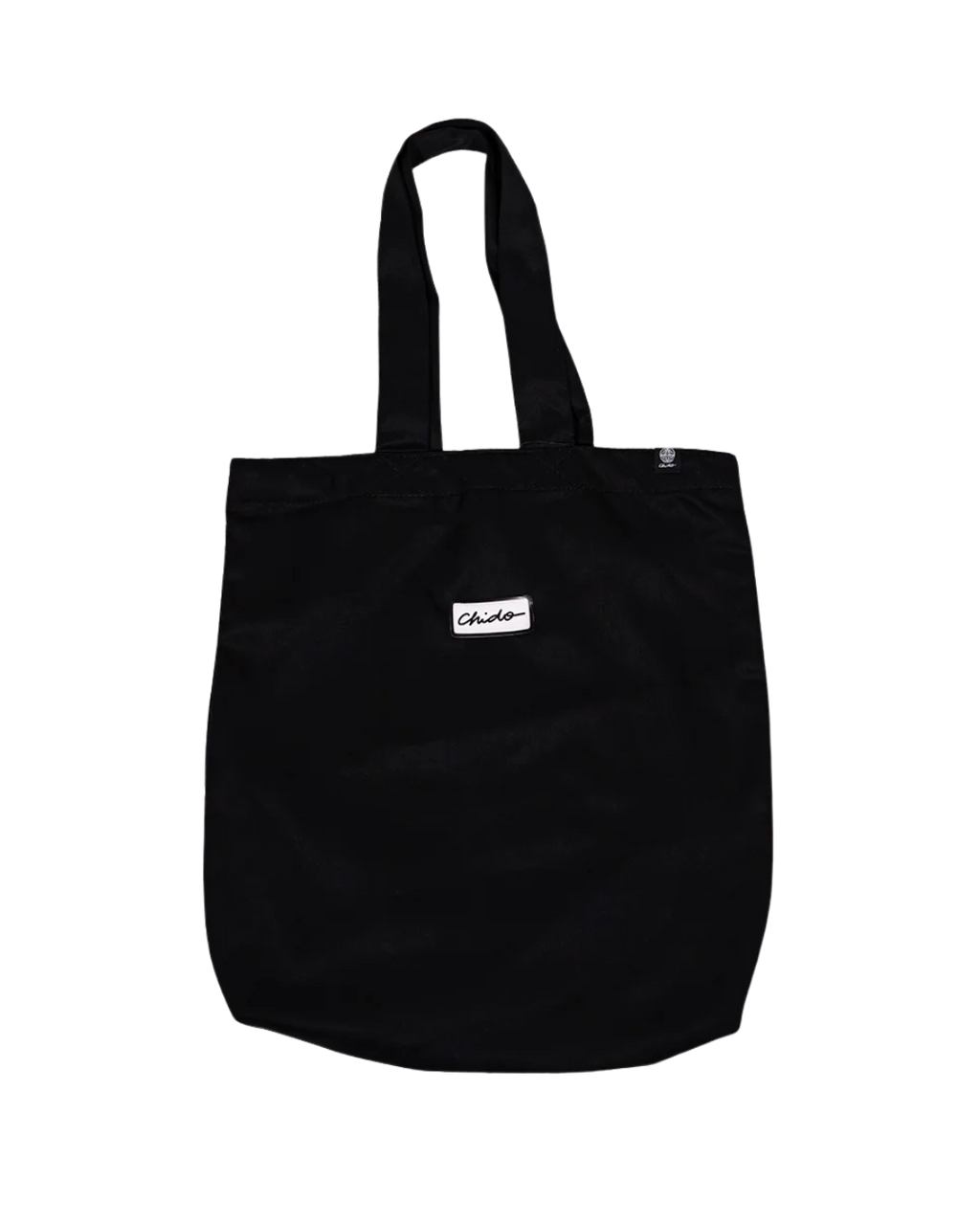 Tote bag negra CHIDO de tela con logo bordado frontal