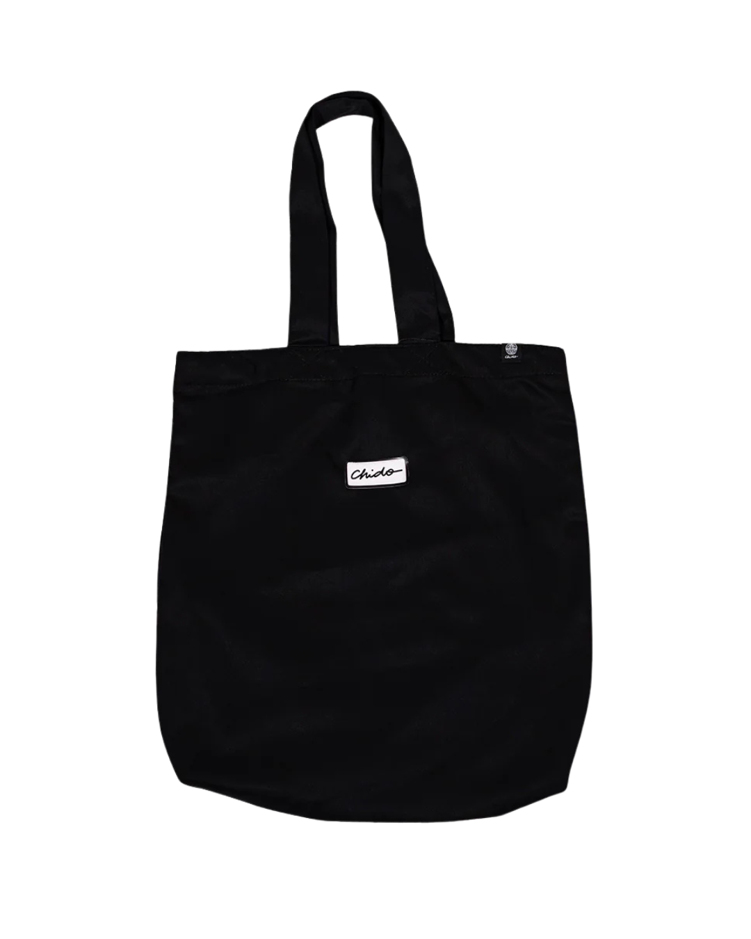 Tote bag negra CHIDO de tela con logo bordado frontal