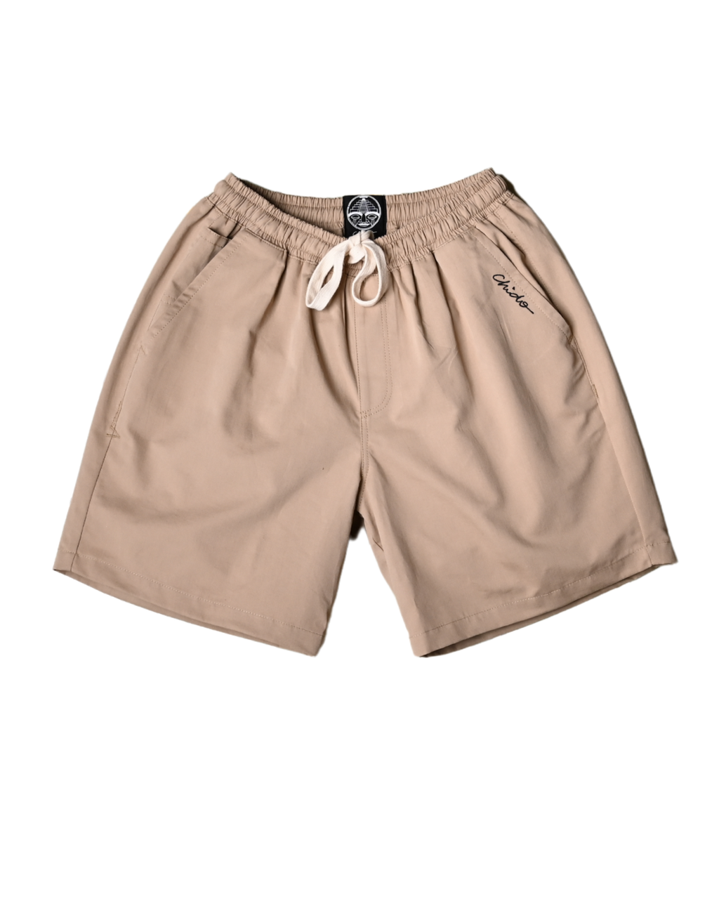 Bermuda oversize beige Signature de gabardina 100% algodón