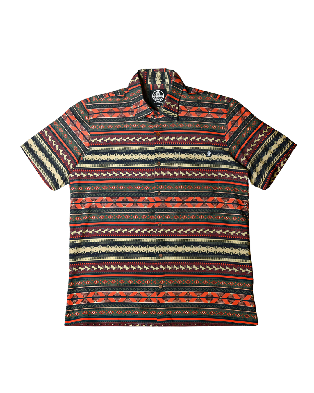 Camisa de lino Mitla CHIDO con diseño geométrico inspirado en las grecas zapotecas de Oaxaca