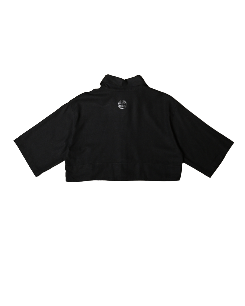 Parte trasera de camisa de lino negra Crop Signature CHIDO