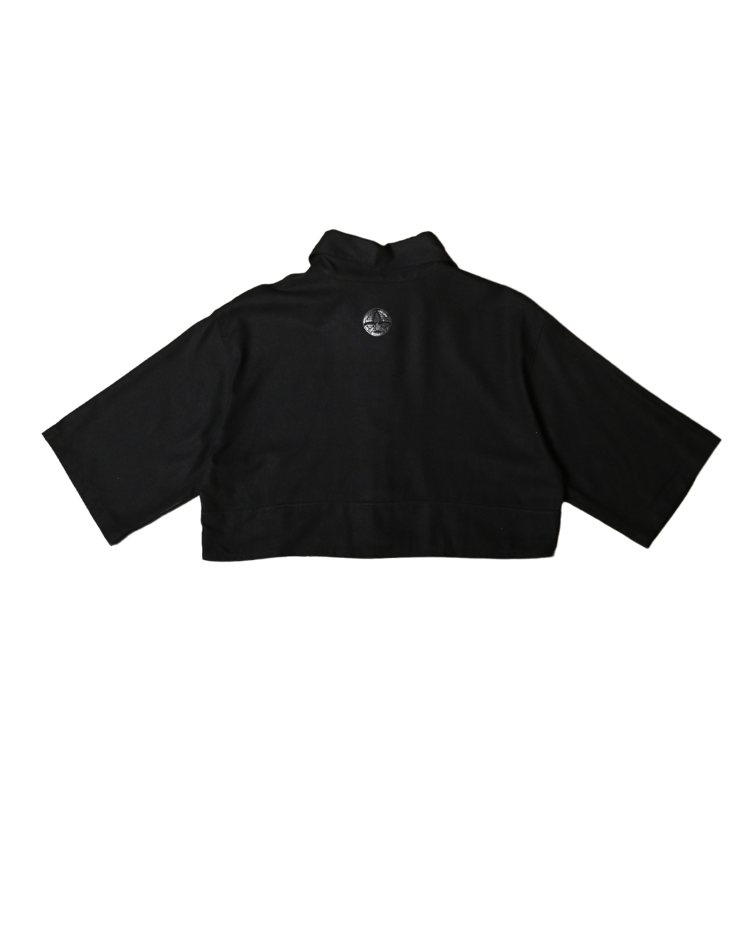 Parte trasera de camisa de lino negra Crop Signature CHIDO