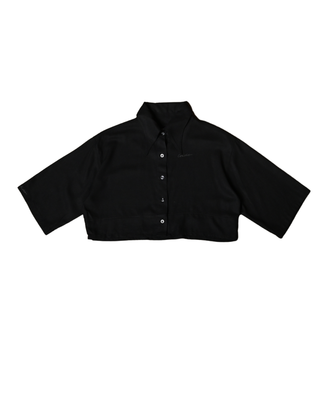 Camisa de lino negra Crop Signature CHIDO para mujer