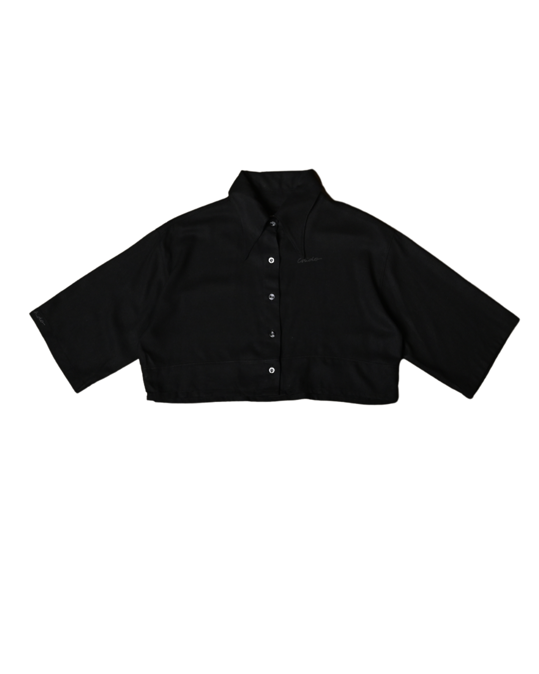 Camisa de lino negra Crop Signature CHIDO para mujer