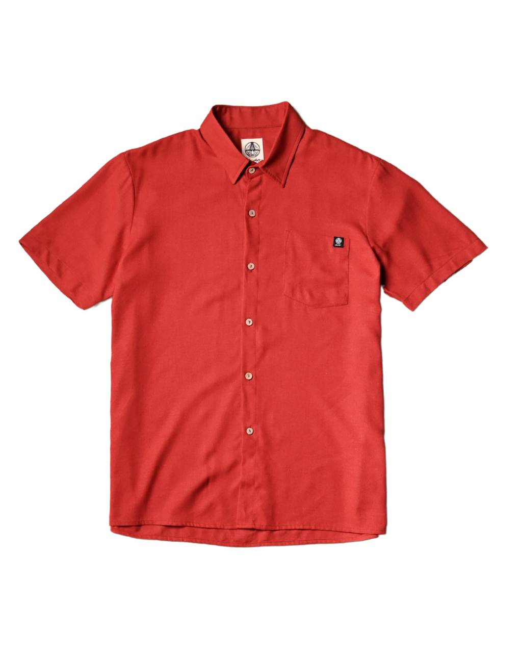 Camisa oversize roja de lino Signature CHIDO vista frontal