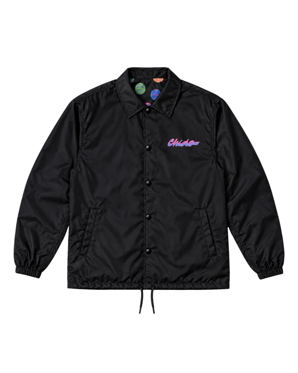 Coach jacket streetwear mexicana Sayuyorckh negra vista frontal CHIDO