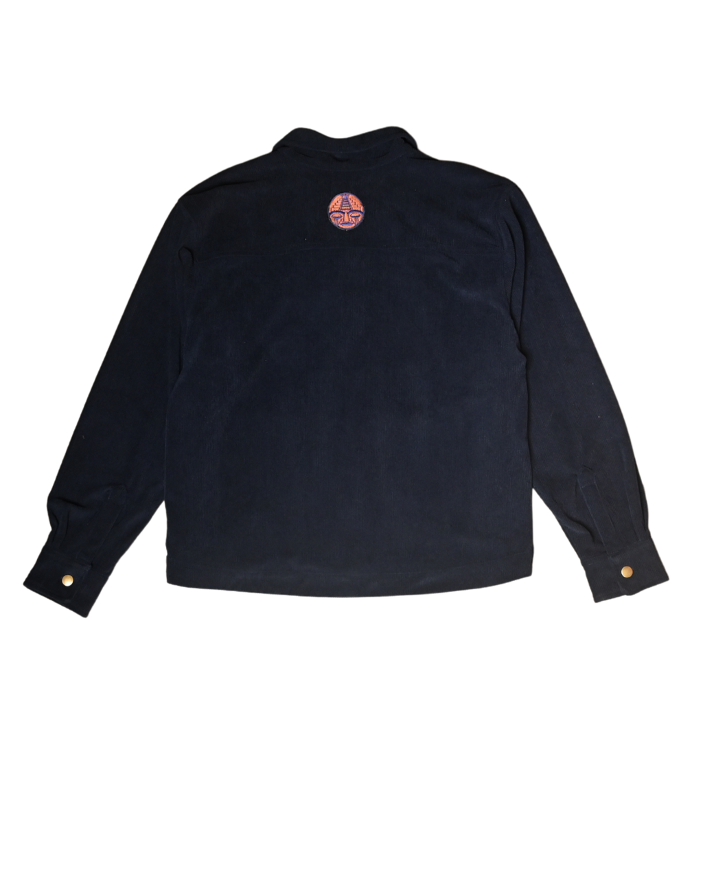 Back view of CHIDO navy corduroy chore jacket