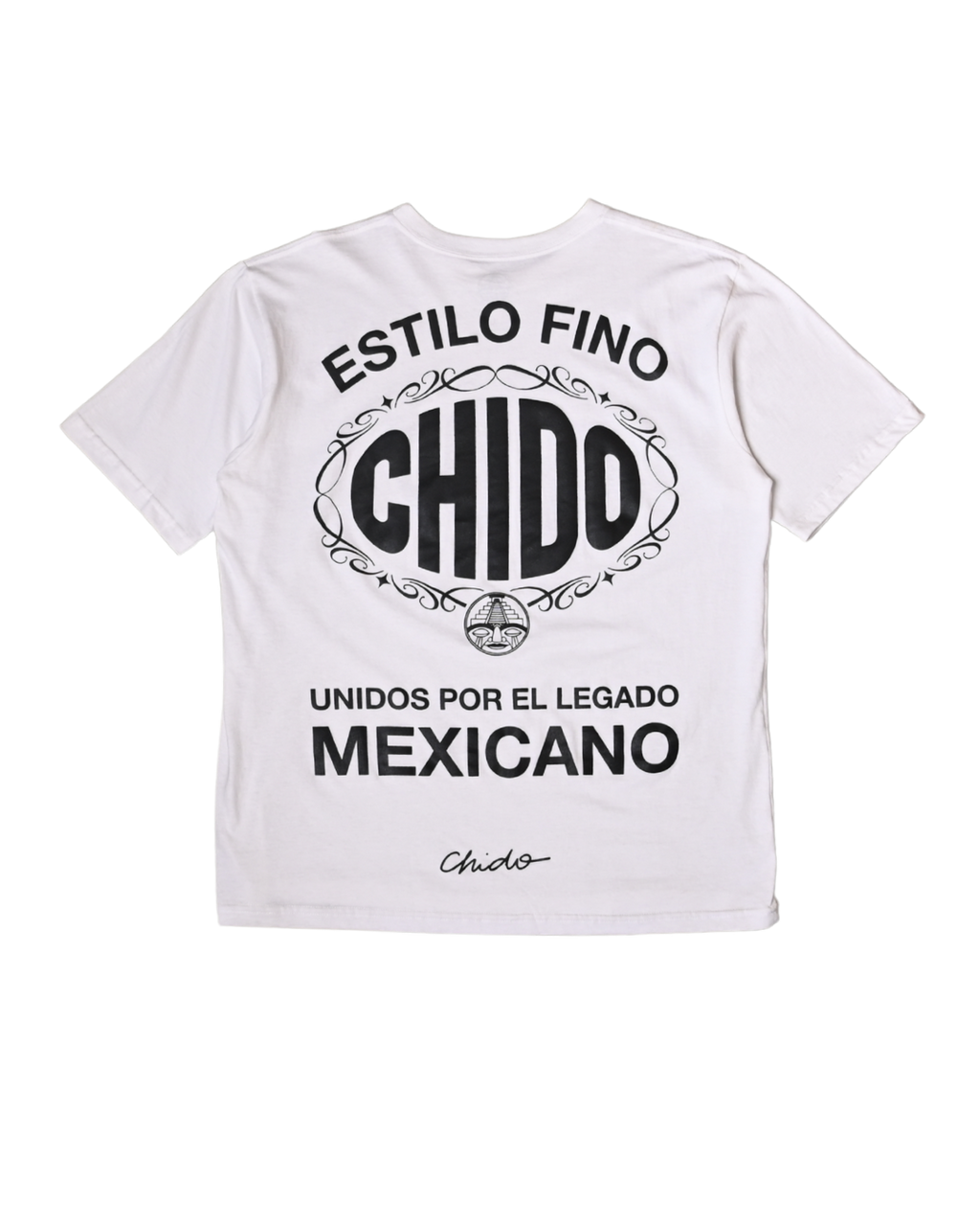 Playera mexicana blanca CHIDO con estampado frontal