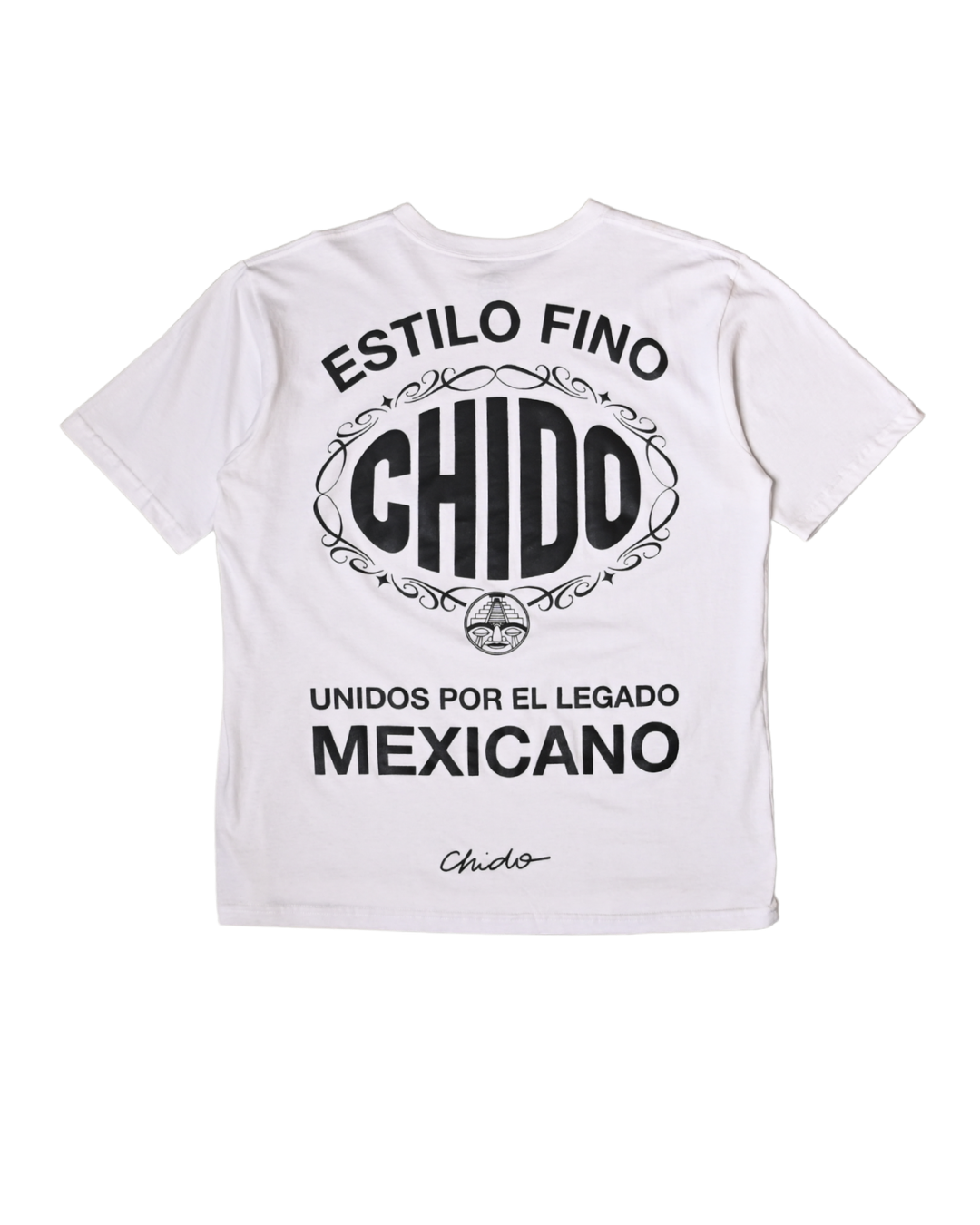 Playera mexicana blanca CHIDO con estampado frontal