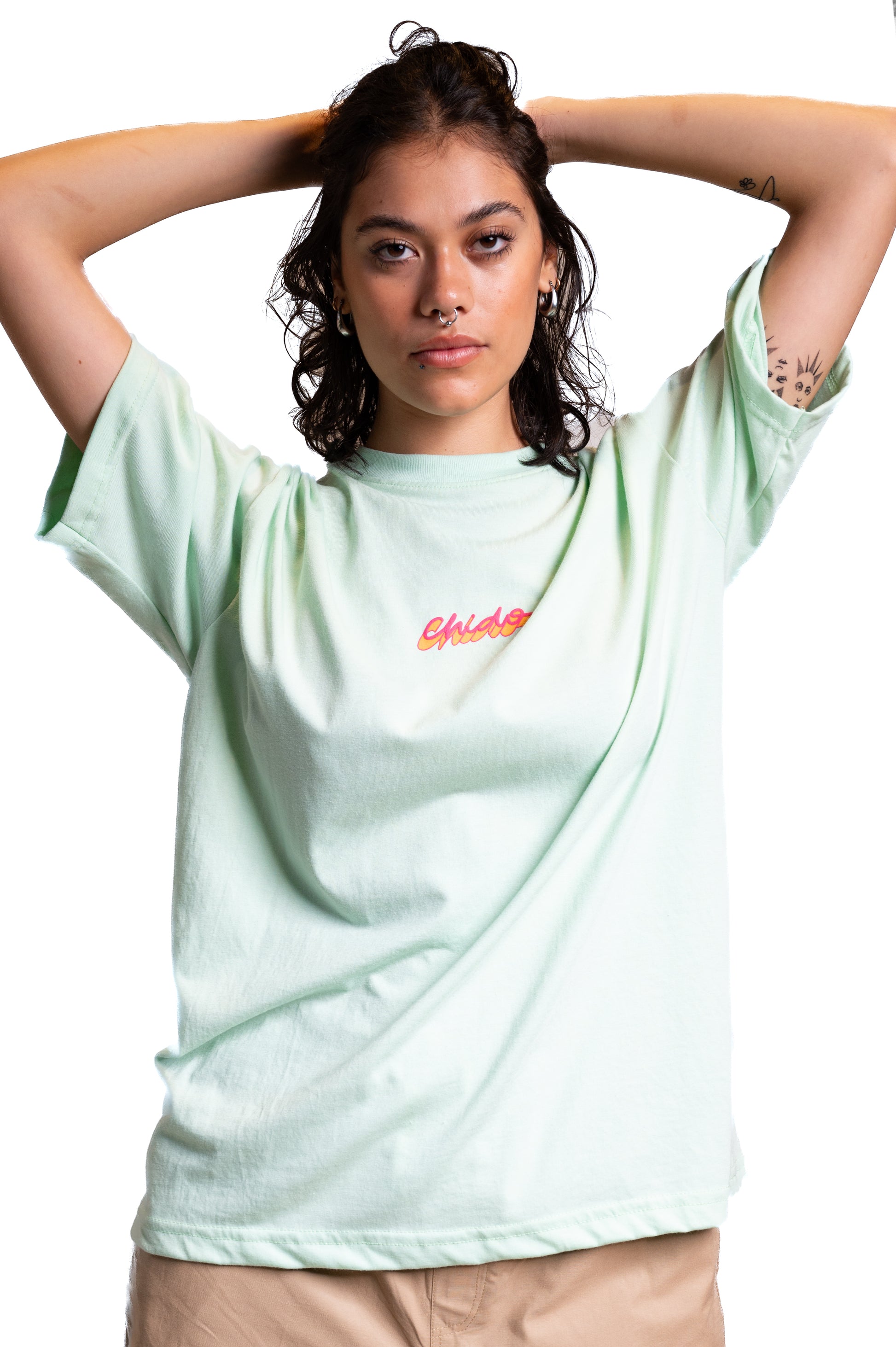 Playera oversize Sayuyorckh verde aguamarina de CHIDO estilo streetwear mexicano